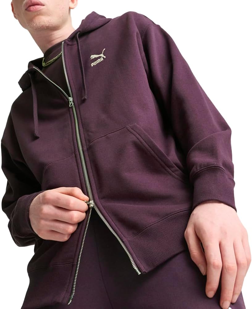 PUMA Mens Better Classics Hoodie Casual Outerwear Casual Full Zip – Purple