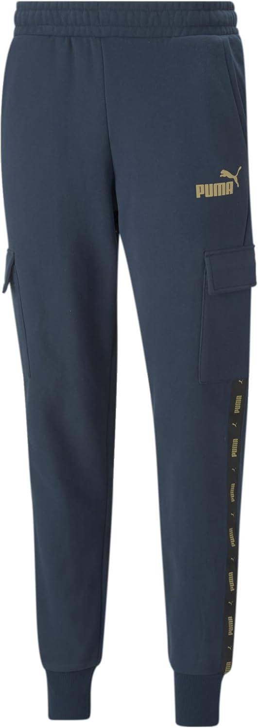PUMA Men’s Essentials+ Tape Golden Cargo Pants, Marine Blue, Large