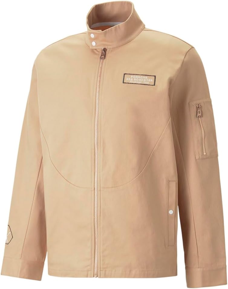 PUMA Mens Pl Statement Jacket Athletic Outerwear Casual Full Zip – Beige
