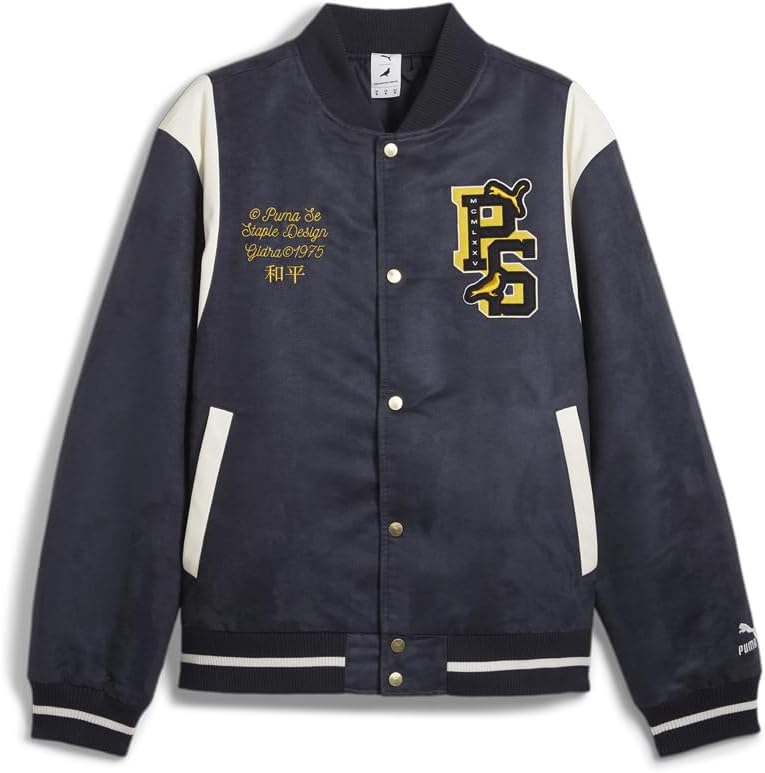 PUMA Mens Staple X Varsity Jacket Athletic Outerwear Casual – Blue