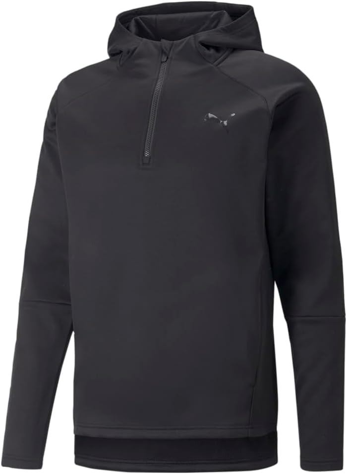 PUMA Mens Train Off Season Quarter Zip Hoodie Training Casual Outerwear Casual Breathable – Black