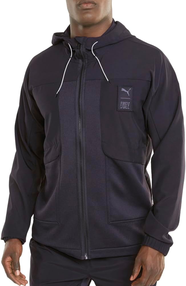 PUMA Mens X First Mile Woven Full-Zip Jacket Training Athletic Outerwear Casual Breathable – Black