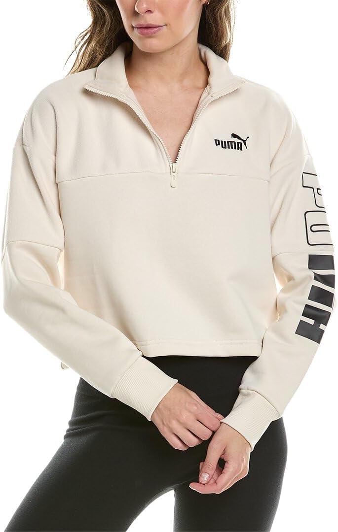 PUMA Womens Power Colorblock Quarter Zip Jacket Casual – Off White