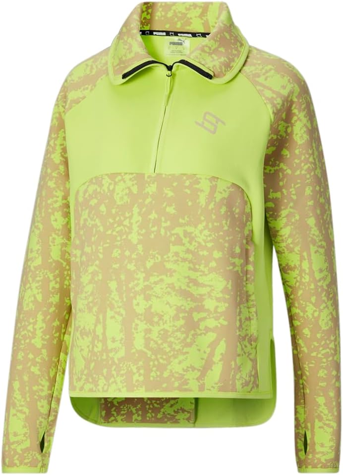 PUMA Womens Stewie X Earth Dime Half Zip Jacket Athletic Outerwear Casual – Yellow