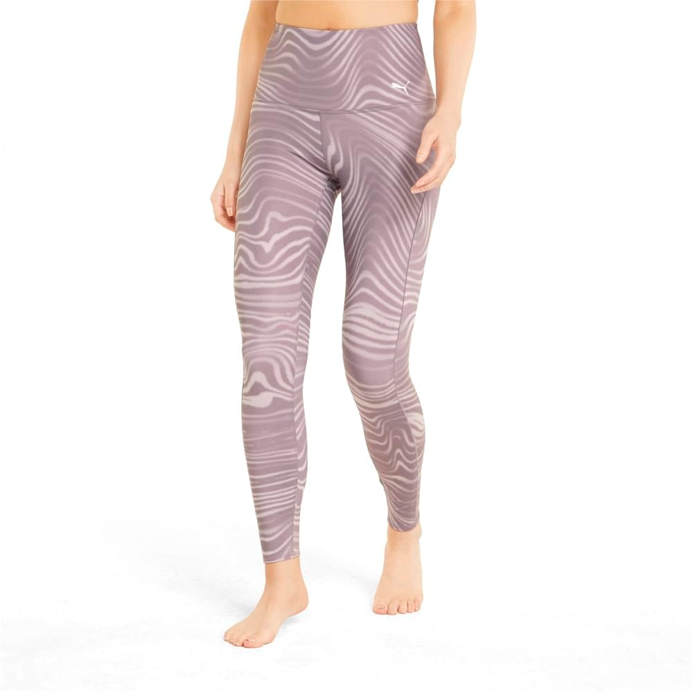 PUMA Womens Studio AOP High Waisted Leggings Athletic Casual Moisture Wicking – Purple