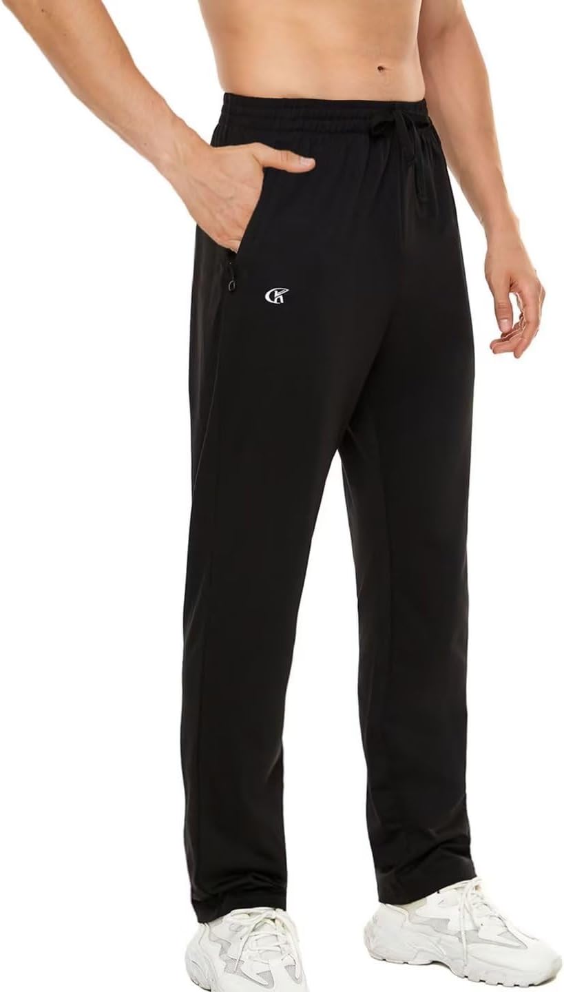 Pdbokew Men’s Running Pants Athletic Pants with Zipper Pockets