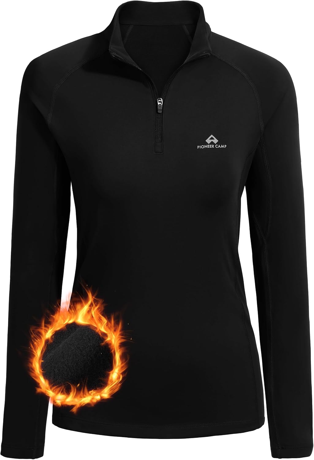 Pioneer Camp Women’s Quarter Zip Pullover Long Sleeve Thermal Fleece Lining Lightweight Athletic Tops for Running Golf