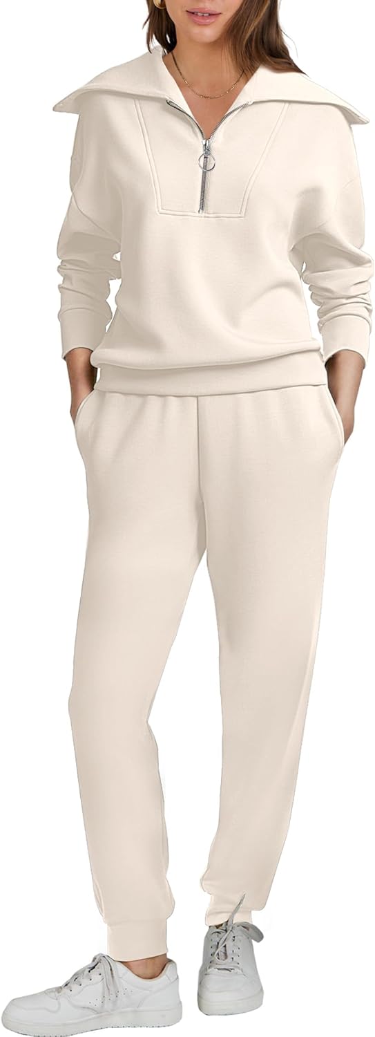 Prinbara Womens 2 Piece Outfits Sweatsuit 2024 Fall Trendy Sweatshirt Jogger Sweatpants Tracksuits Sweat Matching Lounge Sets