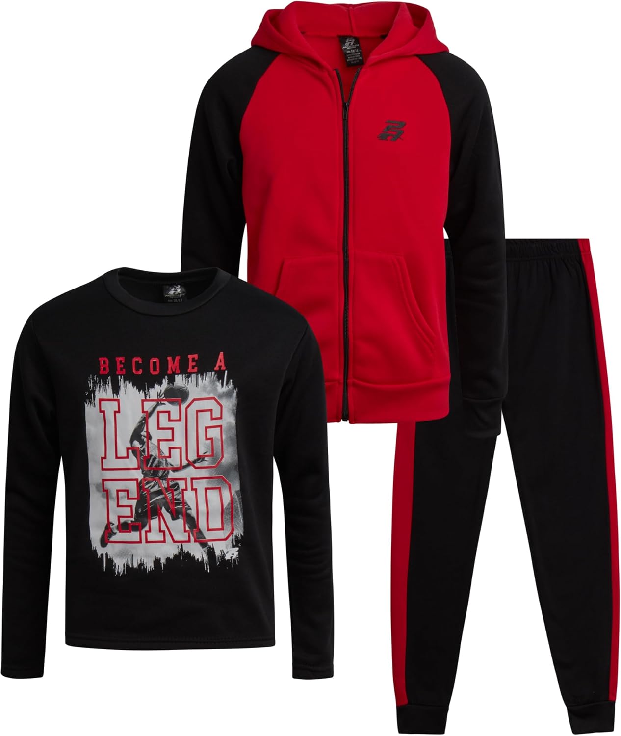 Pro Athlete Boys’ Jogger Set – 3 Piece Fleece Sweatsuit Kids Clothing Set (Size: 8-16)