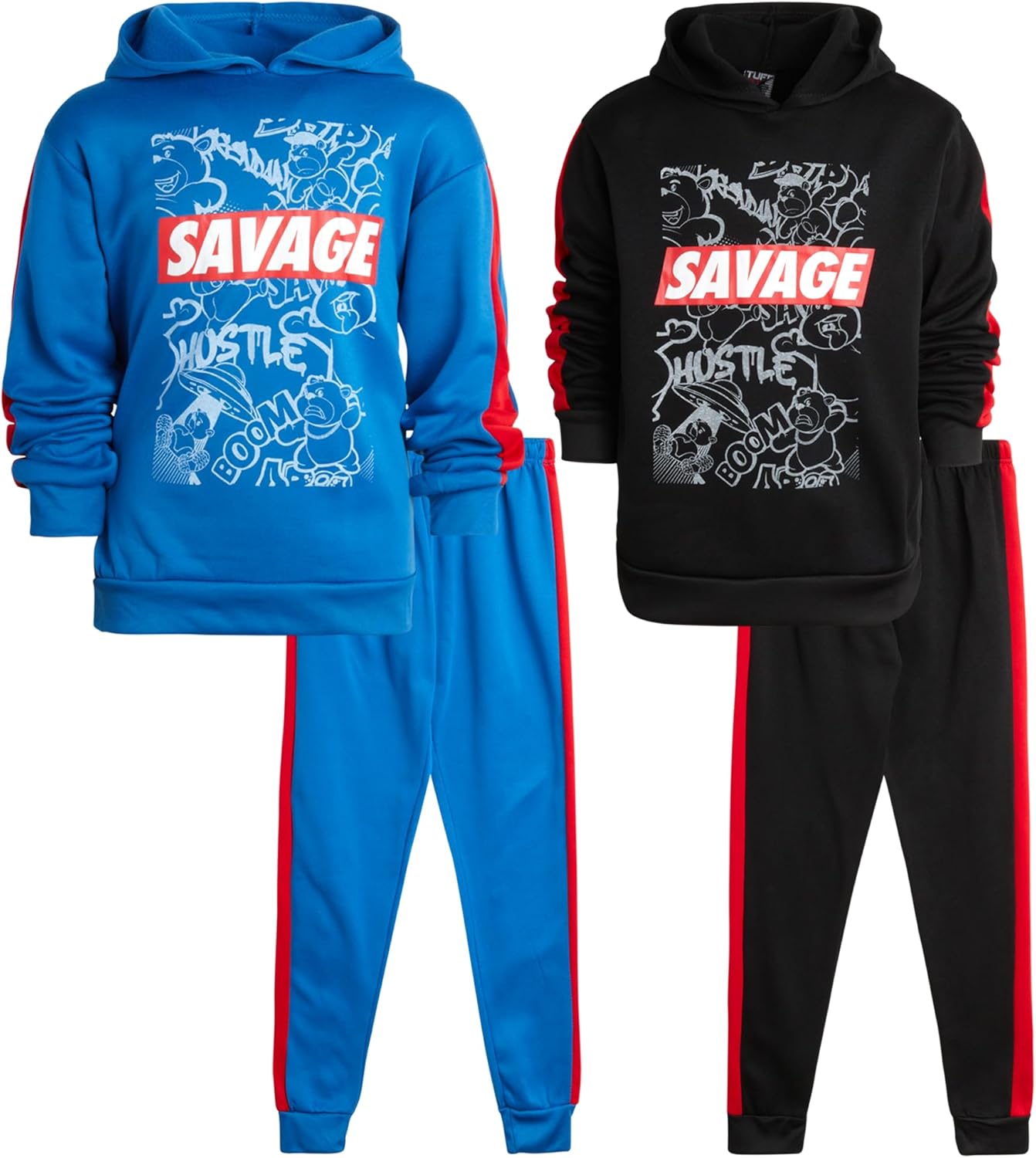 Pro Athlete Boys’ Sweatsuit Set – 4 Piece Active Fleece Hoodie Sweatshirt and Jogger Sweatpants (8-16)