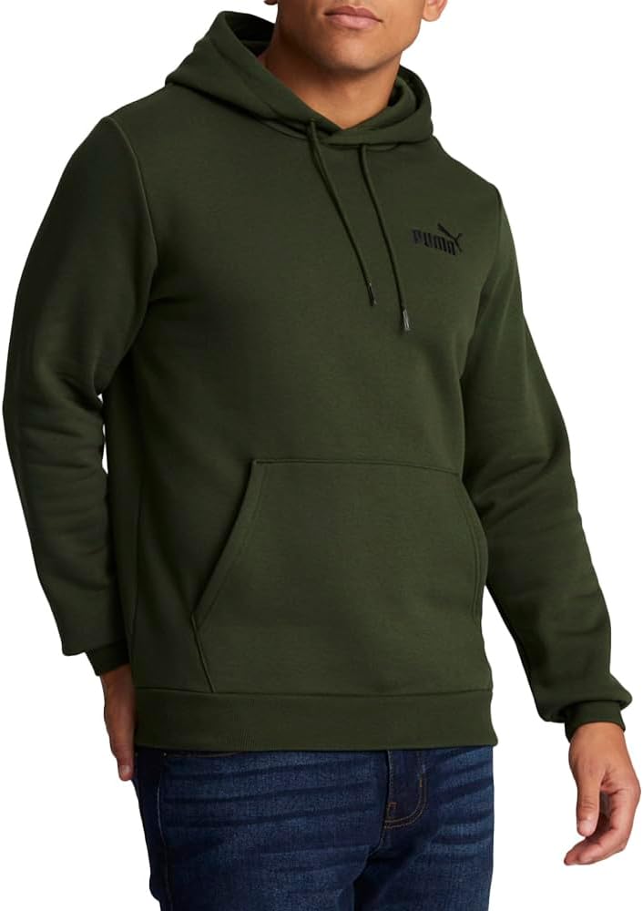 Puma Mens Essentials Embroidery Logo Hoodie Casual Outerwear Casual Drawstring – Green