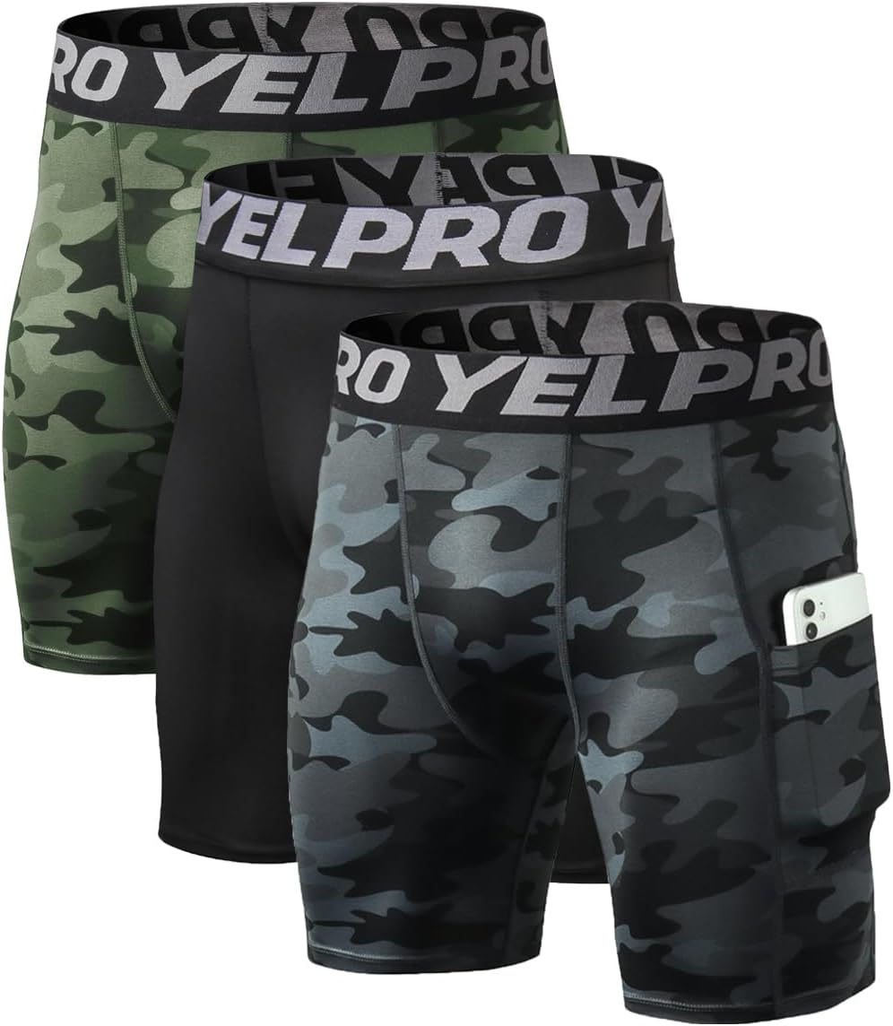 Queerier Mens Compression Shorts 1/3/4 Pack, Spandex Running Shorts Sports Workout Base Layer Underwear Athletic Shorts