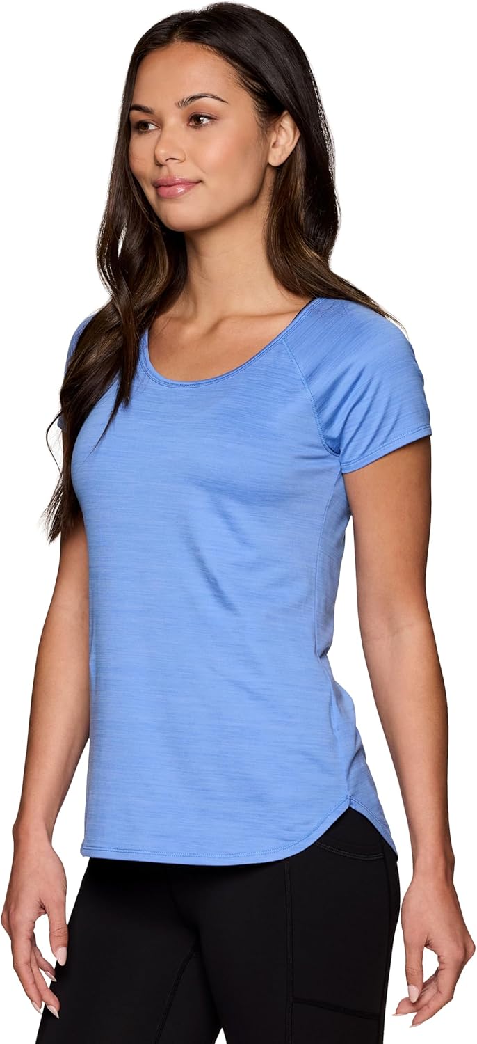 RBX Active Women’s Athletic Quick Dry Space Dye Short Sleeve Yoga T-Shirt