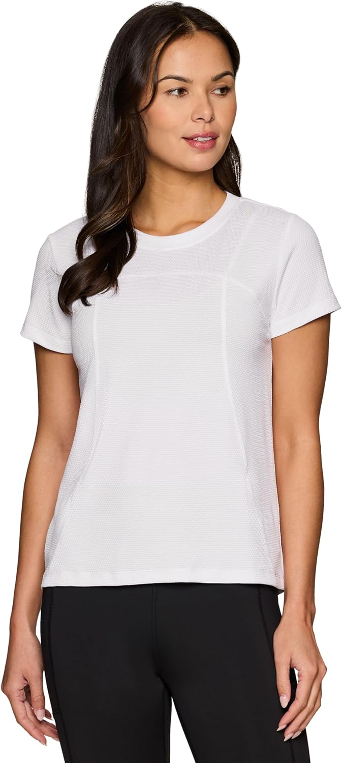 RBX Active Women’s Mesh Workout Top Short Sleeve Crewneck Quick Drying Running T-Shirt with Breathable Fabric