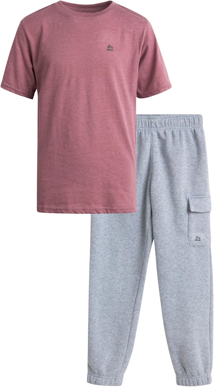 RBX Boys’ Active Jogger Set – 2 Piece Hooded Short Sleeve T-Shirt and Fleece Joggers (Size: 4-12)