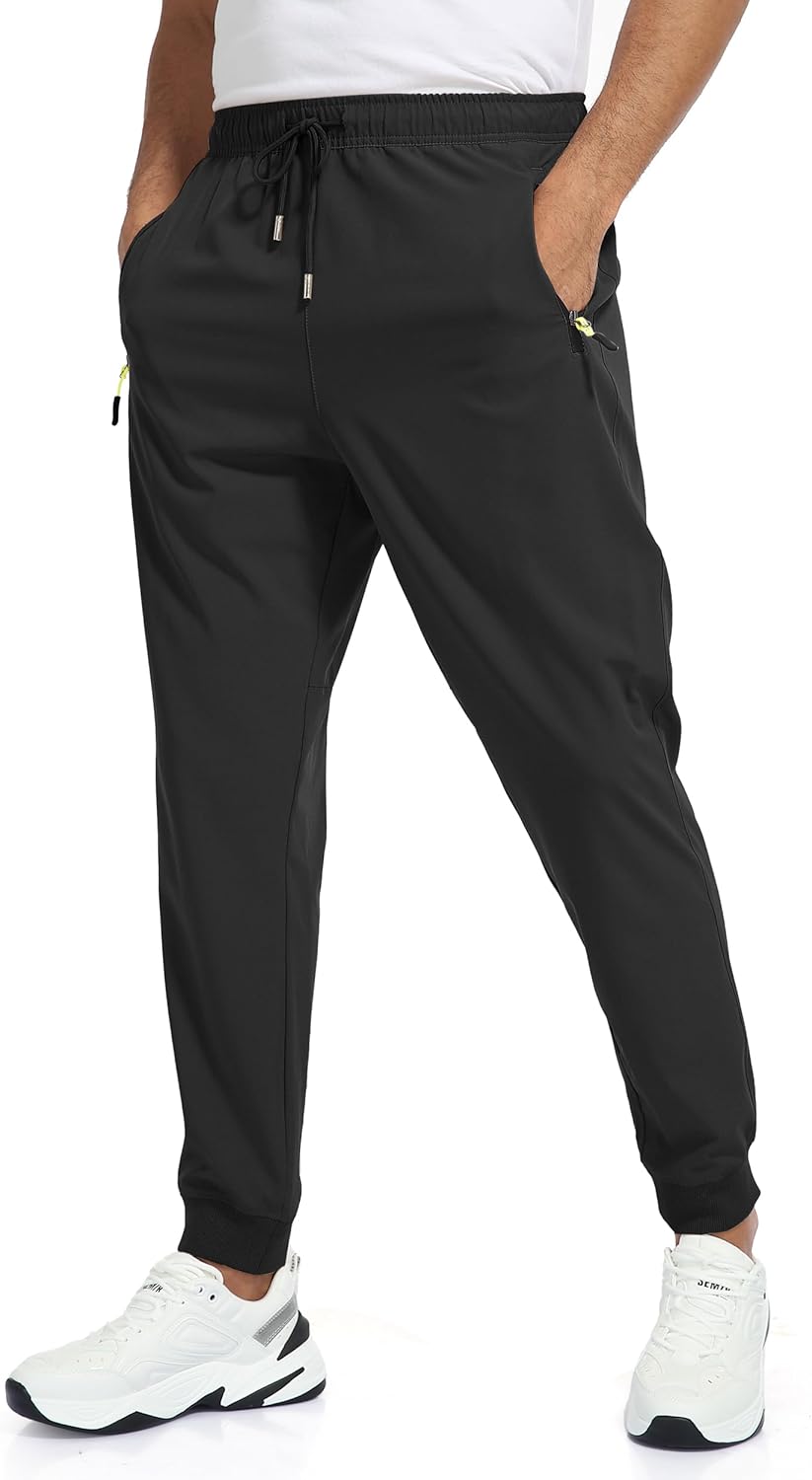 Rapoo Men’s Lightweight Joggers Pants Quick Dry Workout Track Running Gym Athletic Pants with 3 Zipper Pockets