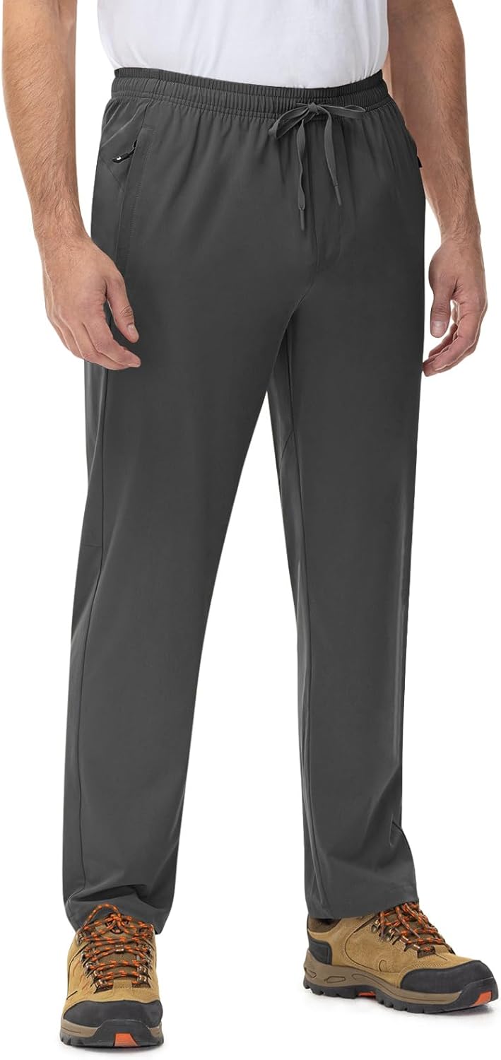 Rdruko Men’s Sweatpants Athletic Workout Gym Running Track Sweat Sport Exercise Pants Open Bottom Zipper Pockets Straight Leg