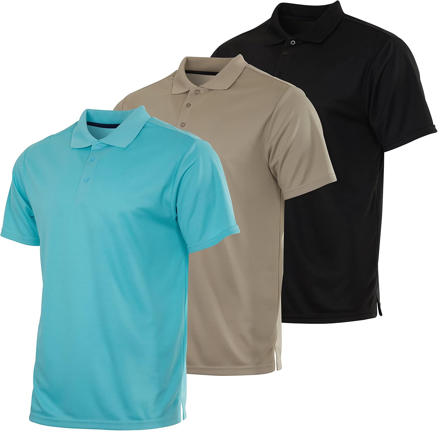 Real Essentials 3 Pack: Men’s Quick-Dry Short Sleeve Athletic Performance Polo Shirt (Available in Big & Tall)