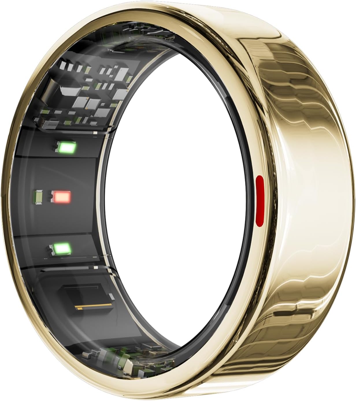 Ring Gen1, Wireless Charging Case & Sizing Kit, Activity & Sleep Tracker, Heart Rate, Blood Oxygen & Stress Monitoring, No Subscription Required, Compatible with iOS & Android(Gold, Size 8)