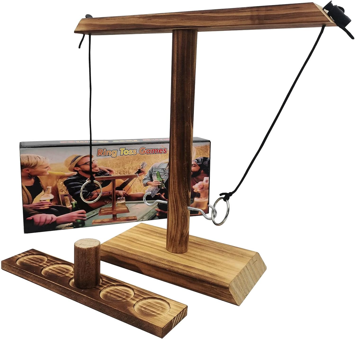 Ring toss Game for Kids and Adults, Large Base Hook and Ring Game, Family-Friendly Indoor Holiday Fun or Outdoor Patio Games, Christmas Games