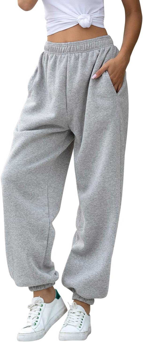 Ru Sweet Women’s Active High Waisted Sporty Gym Athletic Fit Jogger Sweatpants Baggy Lounge Pants with Pockets