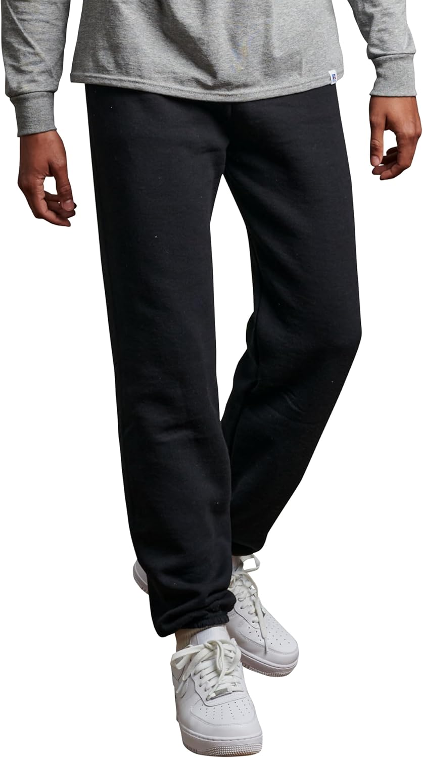 Russell Athletic Men’s Dri Power Fleece Elastic Bottom Sweatpants, Relaxed Fit, Moisture Wicking, with or Without Pockets