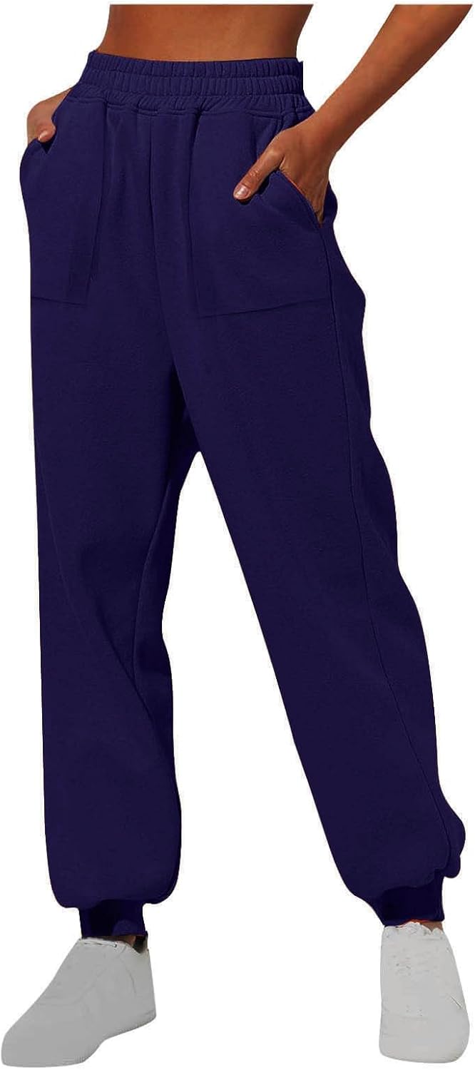SMIDOW Women’s High Waisted Baggy Sweatpants Trendy 2024 Fall Fleece Jogger Pants Casual y2k Lounge Trousers with Pockets