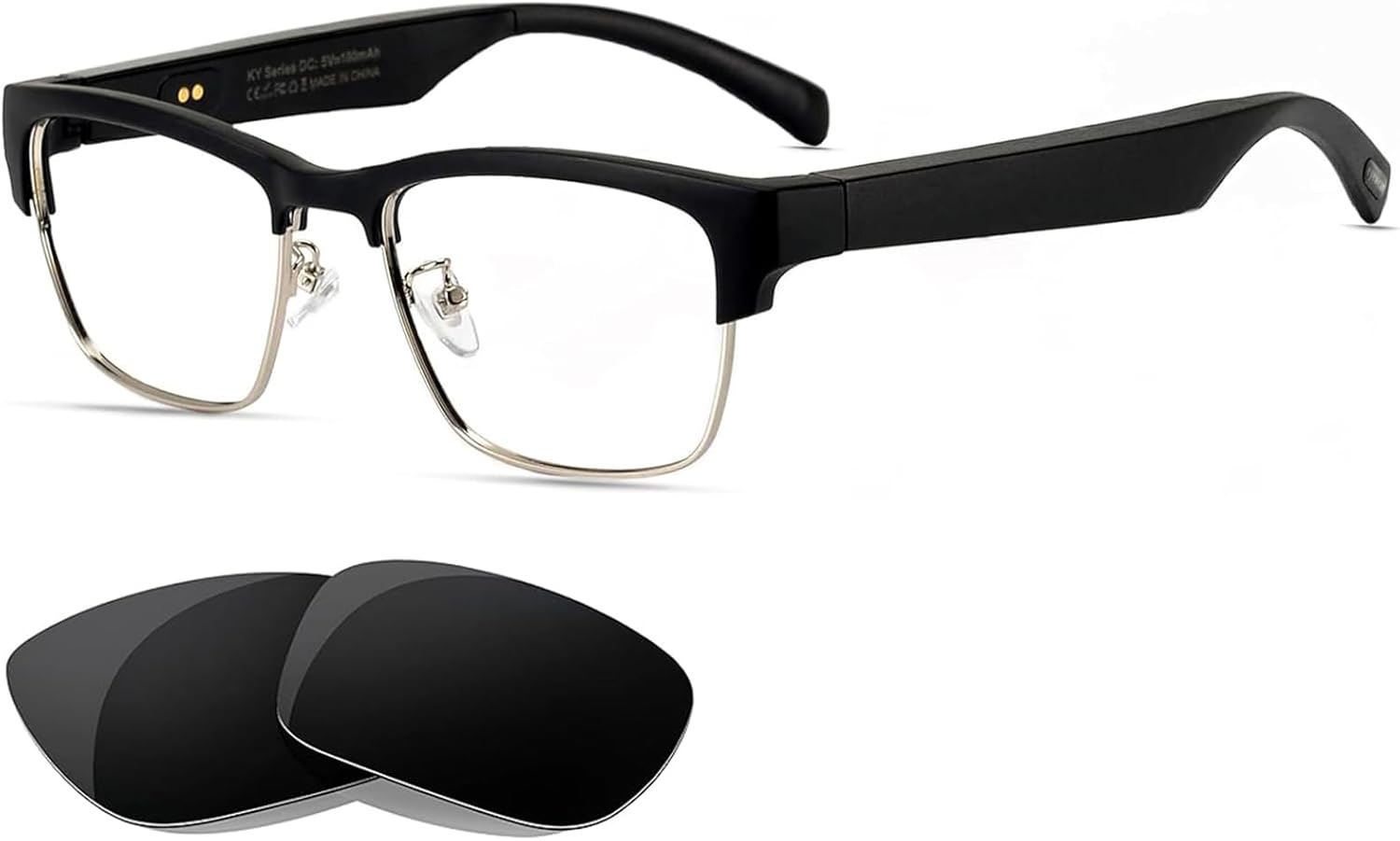 Smart Bluetooth Glasses Audio Sunglasses for Men Women with Speakers,Blue Light Filter&Polarized Lenses,Open Ear Music&Calls glasses,Silver