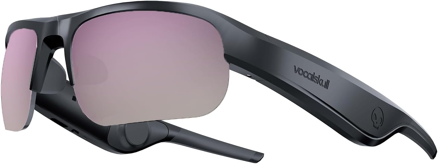 Smart Bone Conduction Audio Sunglasses – Sports Sunglasses with Polarized Glasses – IPX 5 Waterproof – 5.1 Bluetooth Connectivity – Touch & Voice Control – Black