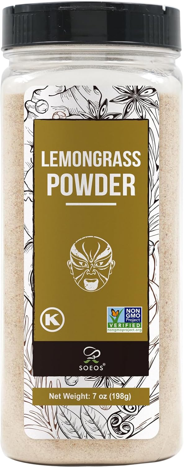 Soeos Lemongrass Powder 7 ounce (198g), Lemongrass Herb, Lemongrass Powder Bulk, Freshly Ground Dried Lemongrass, Natural, Non-GMO Verified, Kosher, Flavorful Herb for Tea