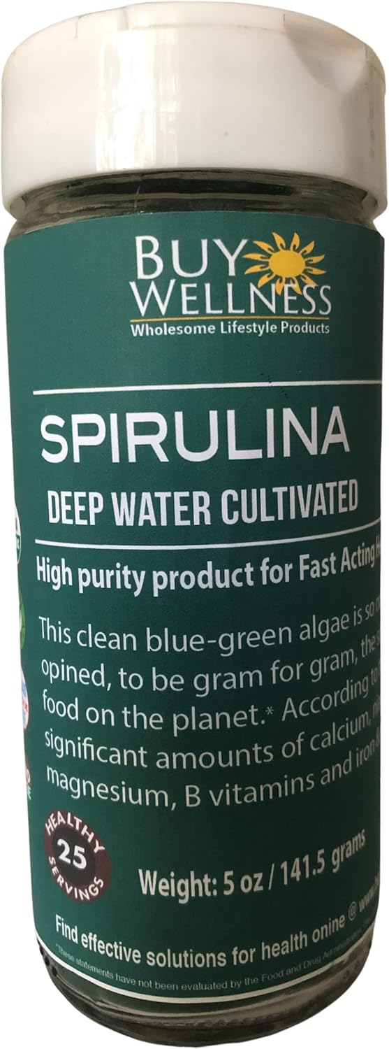 Spirulina US Grown Organic Spirulina Vegan Protein Clean Pure Organic Spirulina Nutrient Dense Gluten Free Superfood Glass Packed 120 Grams