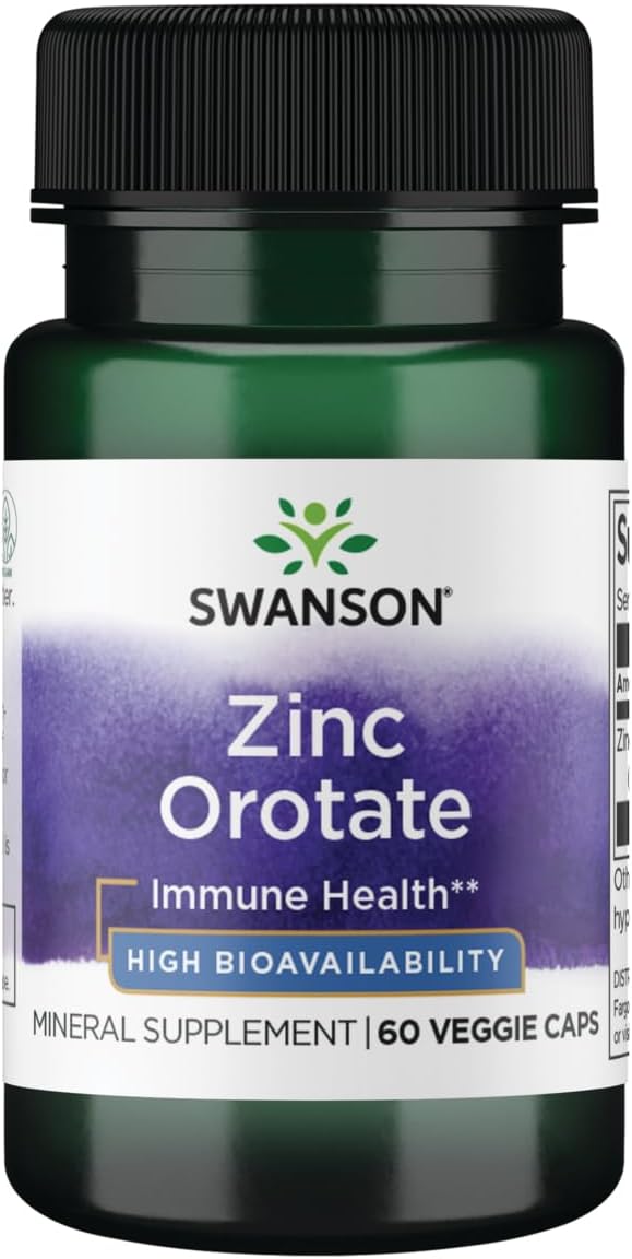 Swanson Zinc Orotate 10 Milligrams Elemental Zinc 60 Veg Capsules