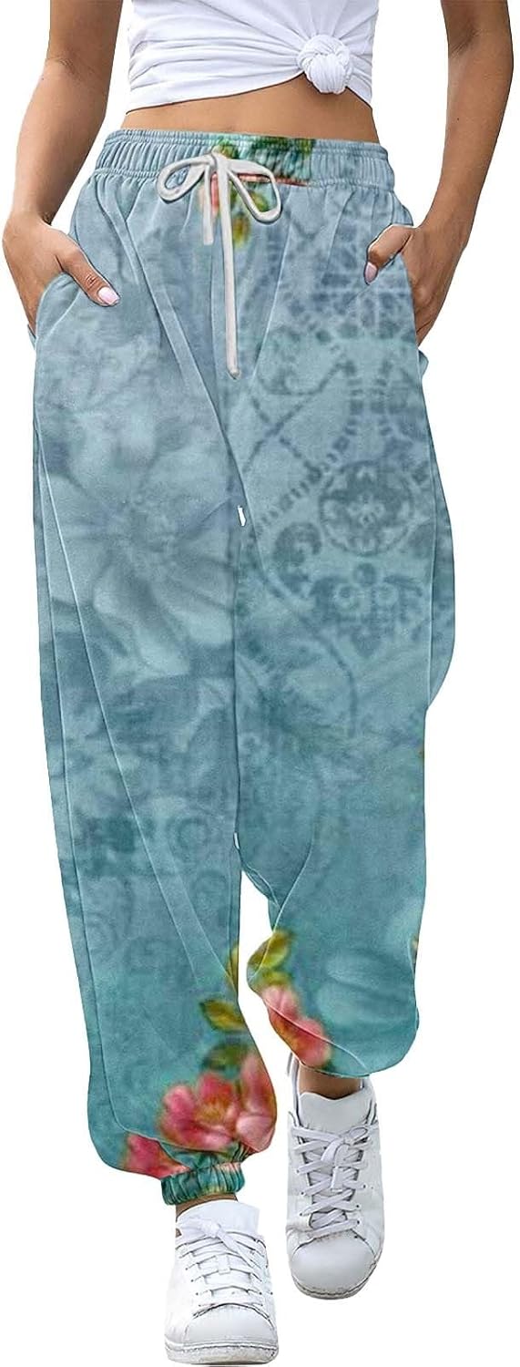 Sweatpants for Women Cinch Bottom Joggers Baggy High Waisted Drawstring Fall Gym Workout Pants with Pockets