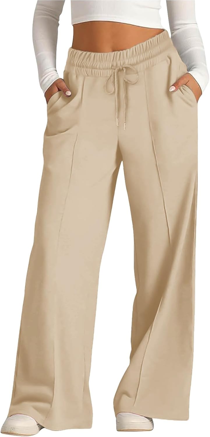 Sweatpants for Women High Waisted Wide Leg Casual Jogger with Pockets Baggy Cotton Palazzo Yoga Pants Y2K Streetwear