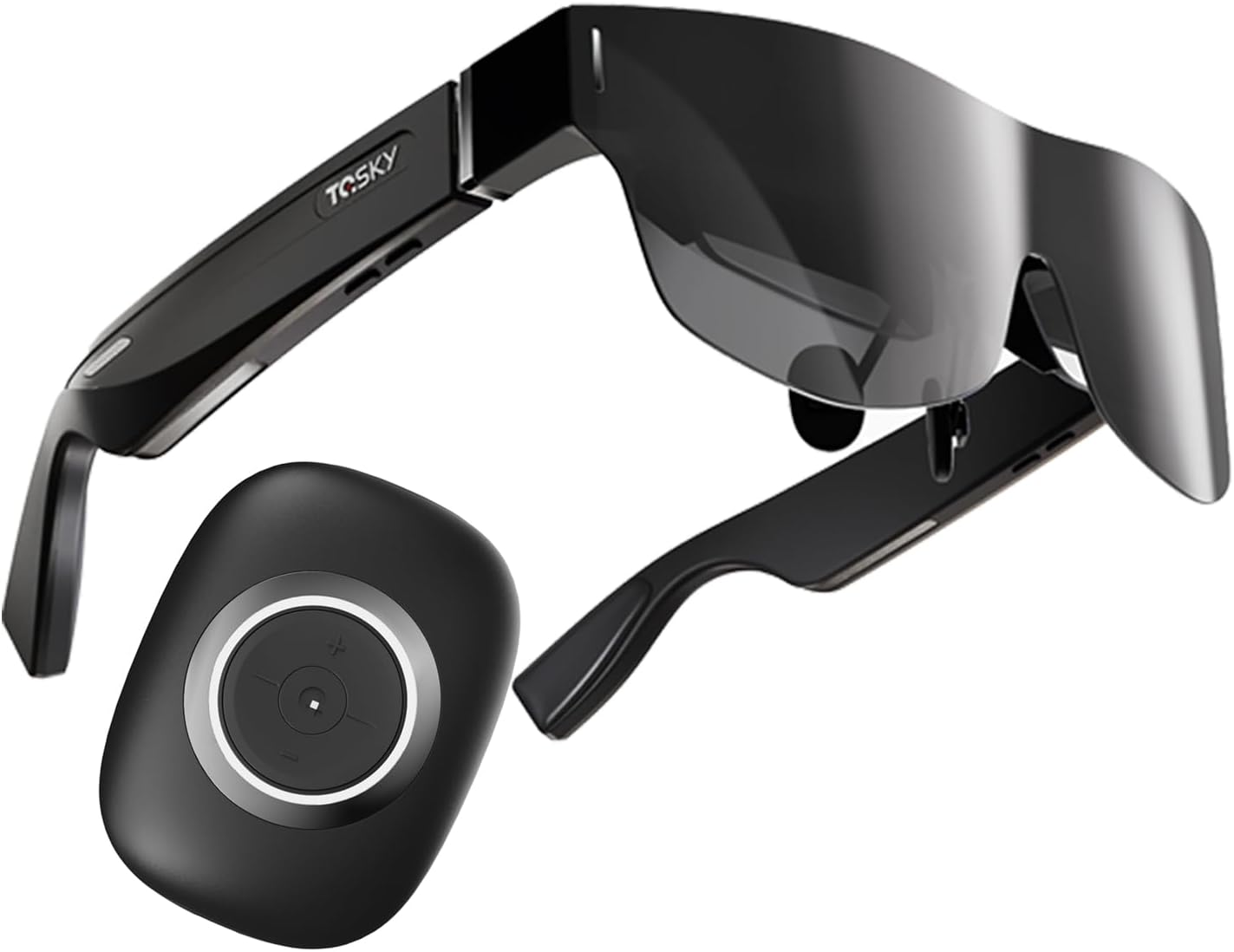 T1 Fashion AR Glasses with T-Box, Portable Massive 1080P Screen Smart Glasses, Built-in150 Micro-OLED Display, Myopia Adjustable 0 to -600D, for iPhone/Android/Steam/Switch/PC
