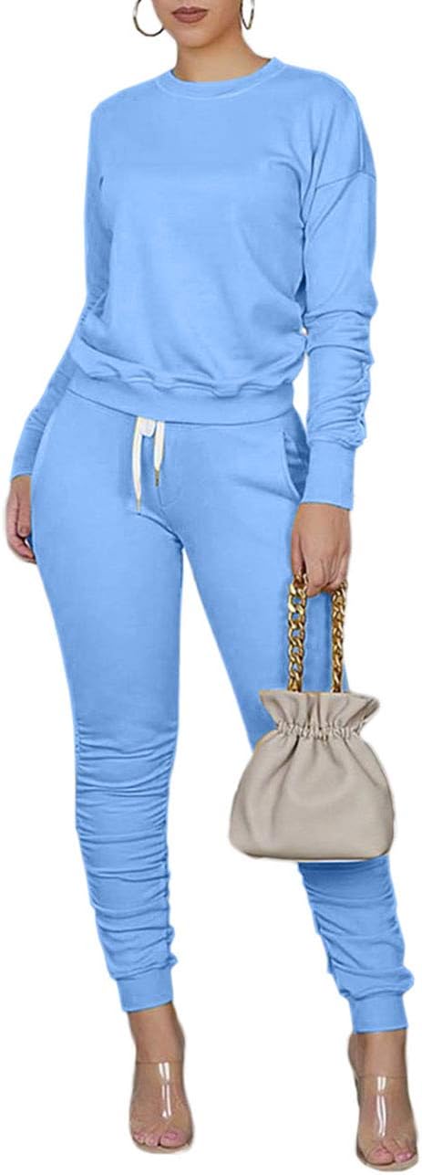 TOPONSKY Womens 2 Piece Tracksuit Long Sleeve Warm Up Outfit Patchwork Pants Set