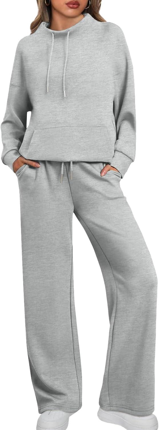 Tanou Womens 2 Pieces Outfits Cotton Sweatsuit Set Lounge Fall Casual 2024 Sweatpants Drawstring Tracksuit with Pockets