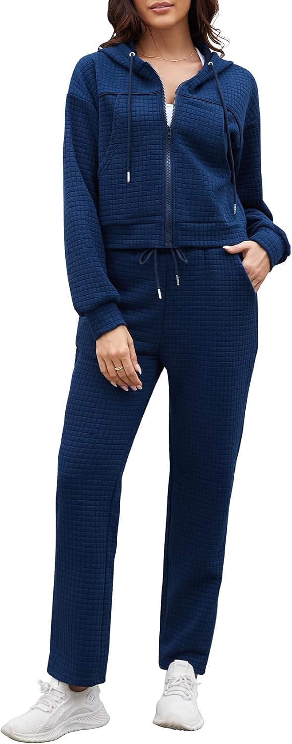 Taurus Womens Sweatsuits 2 Piece Set Zip Up Cropped Hoodie Sweatshirt Drawstring Sweatpants Track Suits Two Piece Outfits