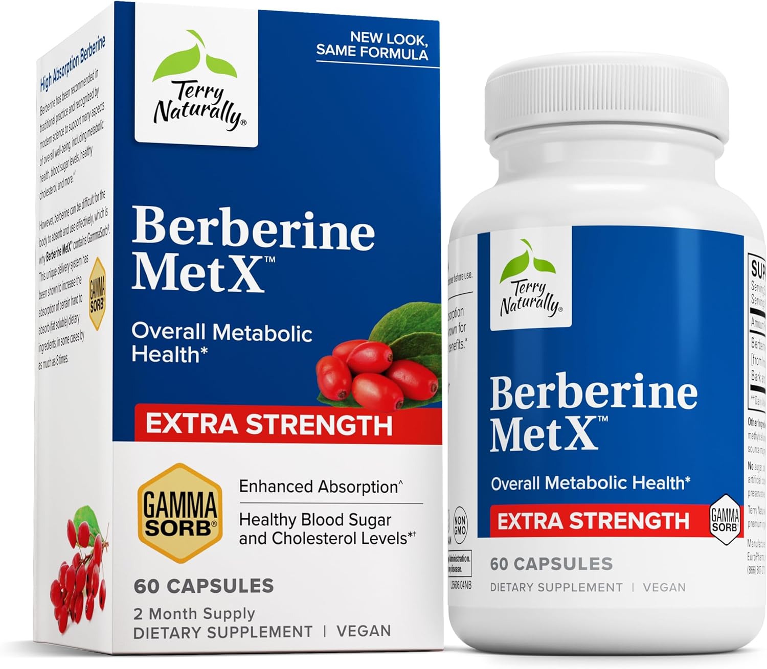 Terry Naturally Berberine MetX Extra Strength – 60 Capsules – Overall Metabolic Health – Non-GMO, Vegan – 60 Servings