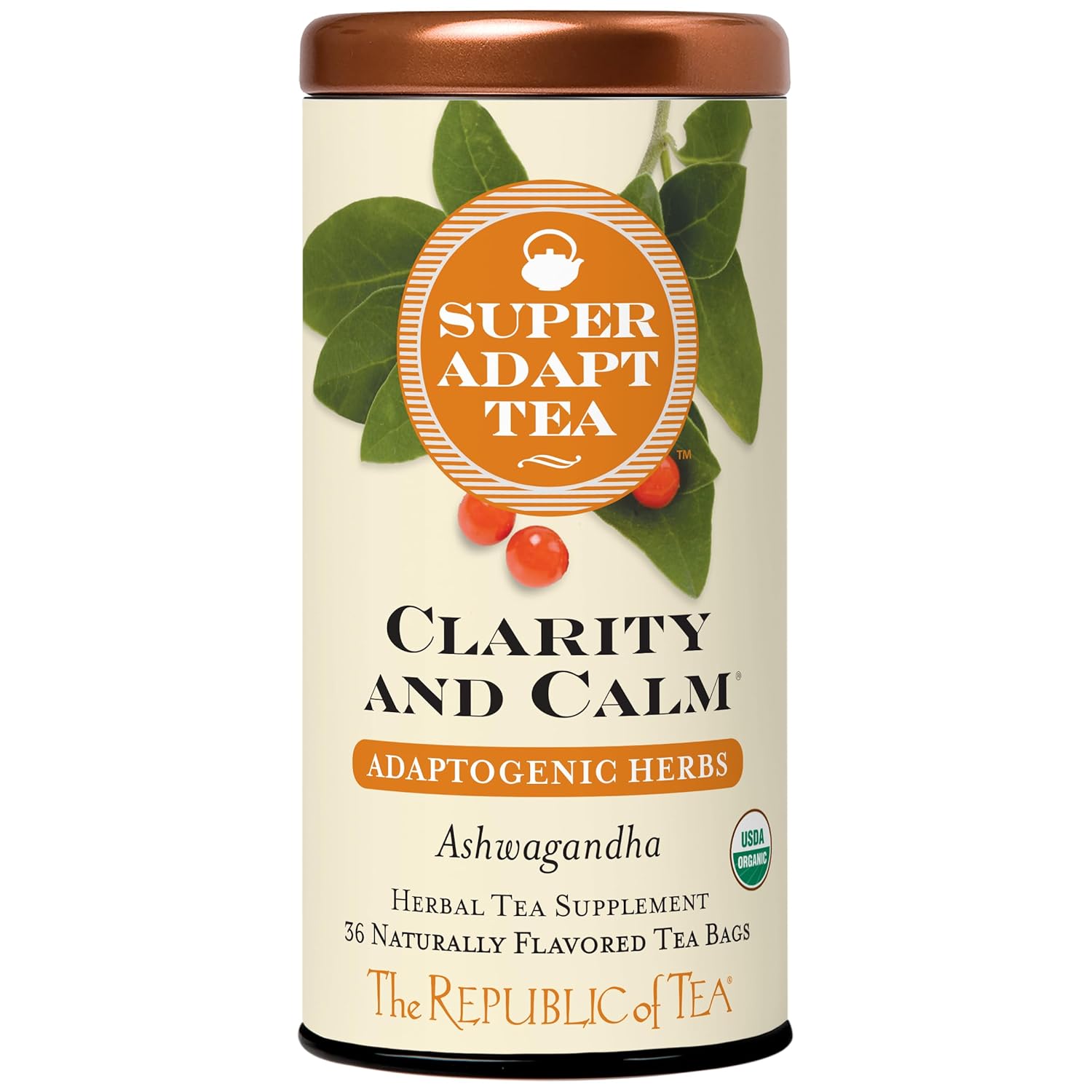 The Republic of Tea – Clarity and Calm SuperAdapt Herbal Tea, 36 Tea Bags, Organic, Caffeine Free, Ashwagandha