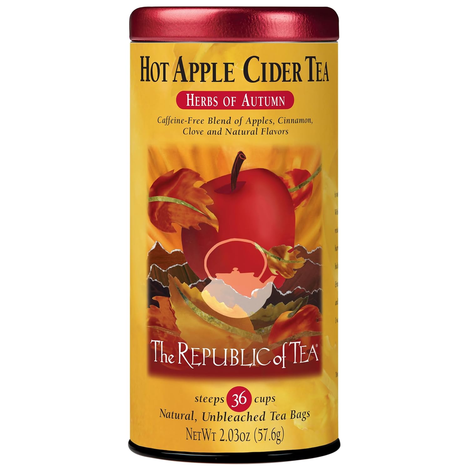 The Republic of Tea – Hot Apple Cider Tea, 36 Tea Bags, Tin | Harvest Herbal Blend | Caffeine-free