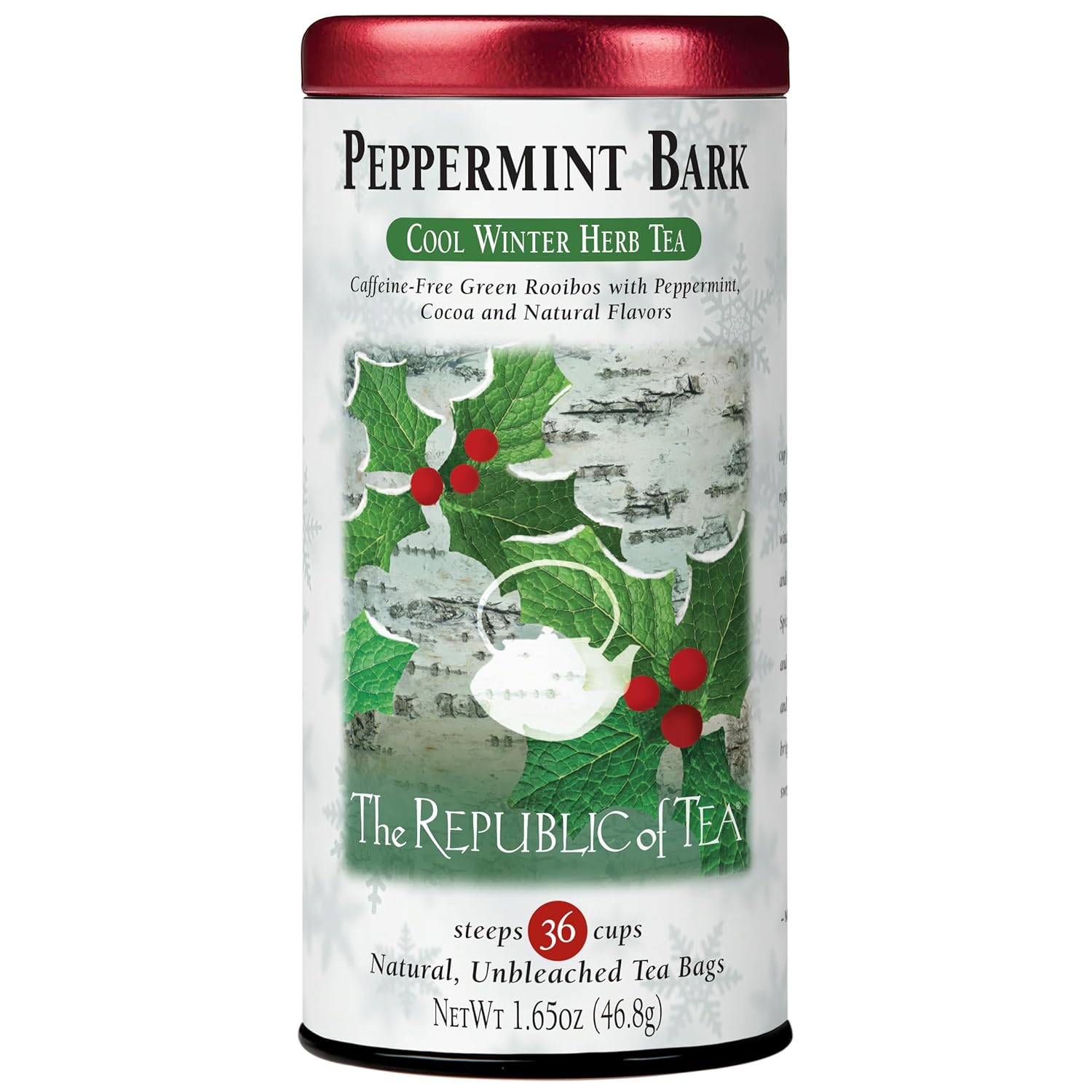 The Republic of Tea – Peppermint Bark, Cool Winter Herb Tea, 36 Tea Bags, Caffeine-Free