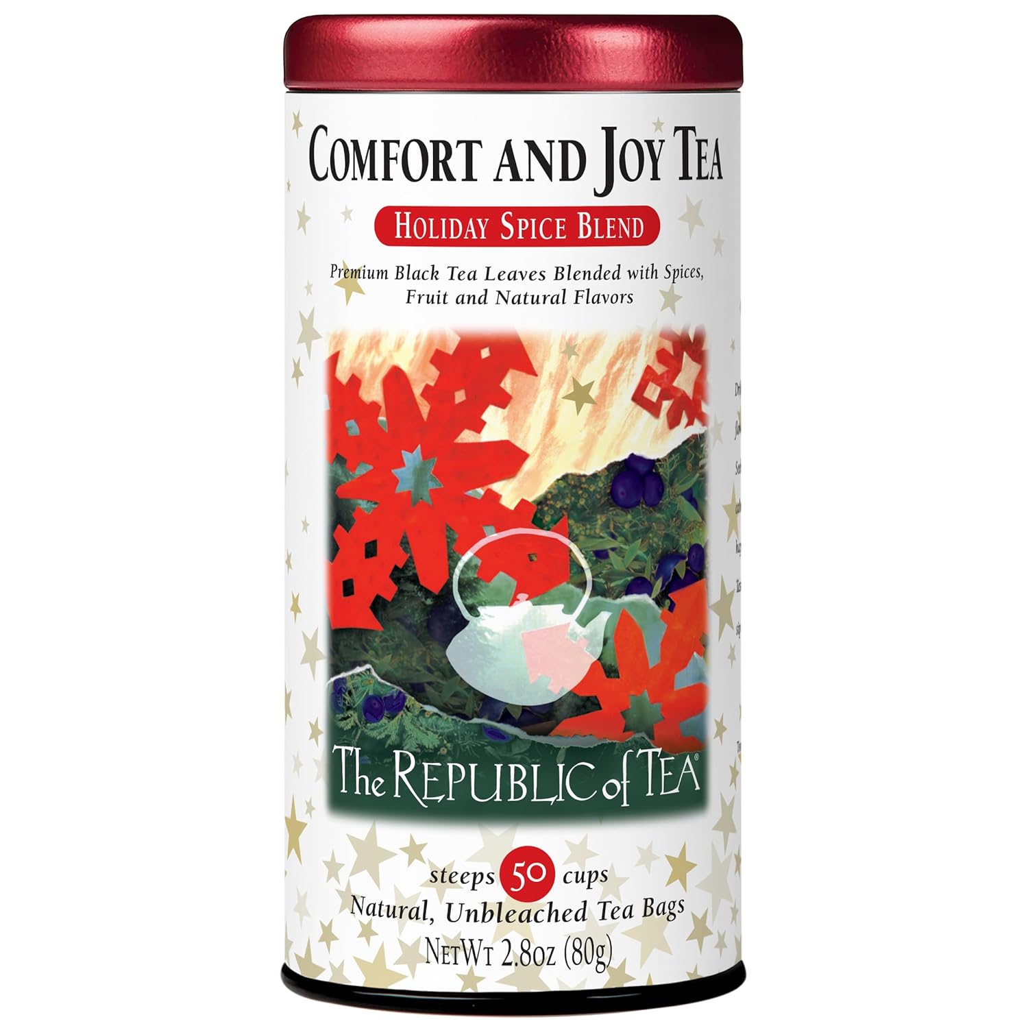 The Republic of Tea – Comfort and Joy Tea, Holiday Spice Blend, 50 Tea Bags, Naturally Caffeinated