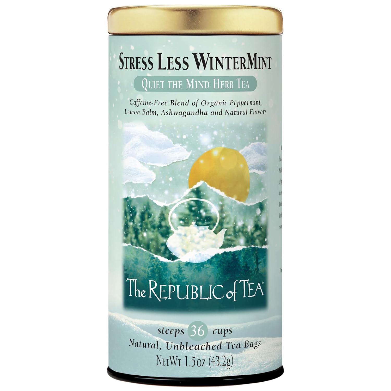 The Republic of Tea — Stress Less WinterMint, Quiet the Mind Herb Tea, 36 Tea Bags, Caffeine-Free