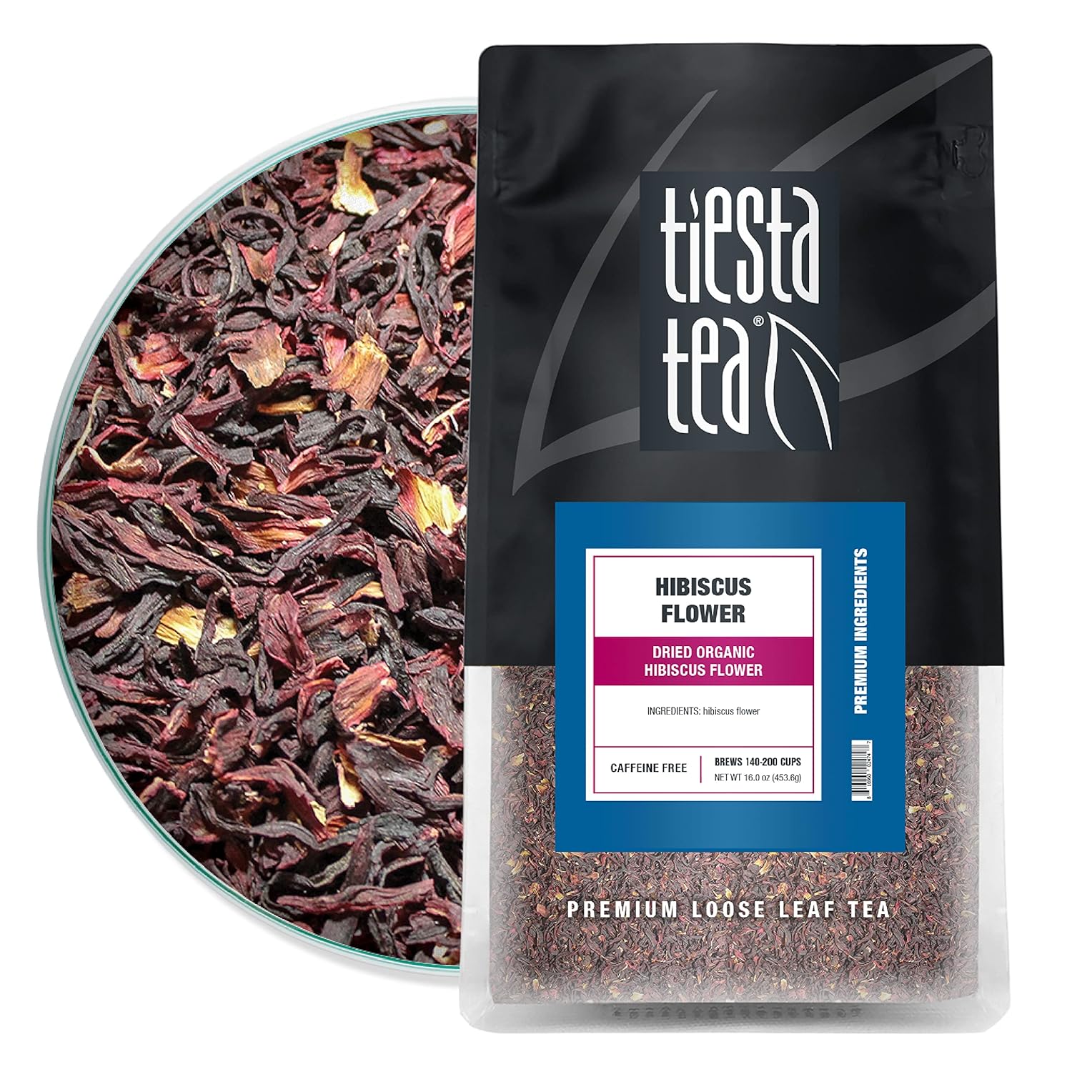 Tiesta Tea – Dried Hibiscus | Cut & Sifted Hibiscus Flower | Premium Loose Leaf Tea Blend | Non-Caffeinated Tea | Make Hot or Iced Tea & Brews Up to 200 Cups – 16 Ounce Resealable Bulk Pouch