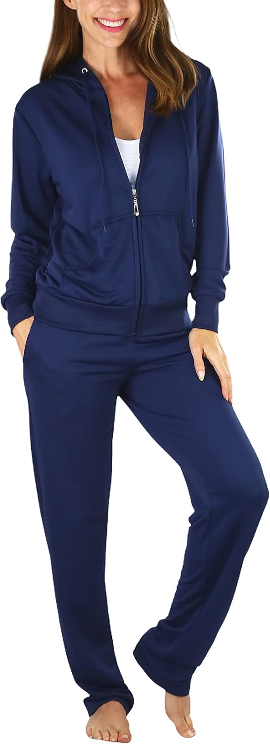 ToBeInStyle Women’s French Terry Activewear Hooded Jacket & Pants