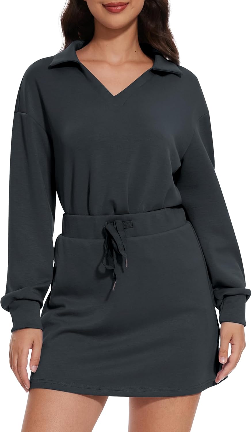 Two Piece Sets for Women 2024 Casual Tracksuit Sweatshirt Skorts Matching Set Lounge Tennis Jogger Sweat Suit