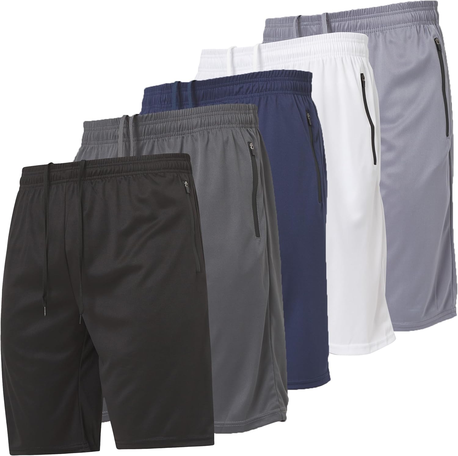 Ultra Performance Mens 5 Pack Athletic Running Shorts, Basketball Gym Workout Shorts for Men with Zippered Pockets