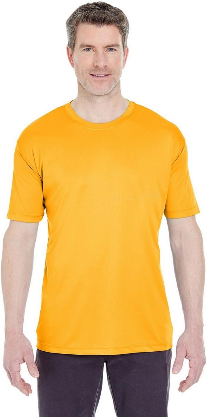 UltraClub 8420 Performance Interlock Crew Tee Gold Small