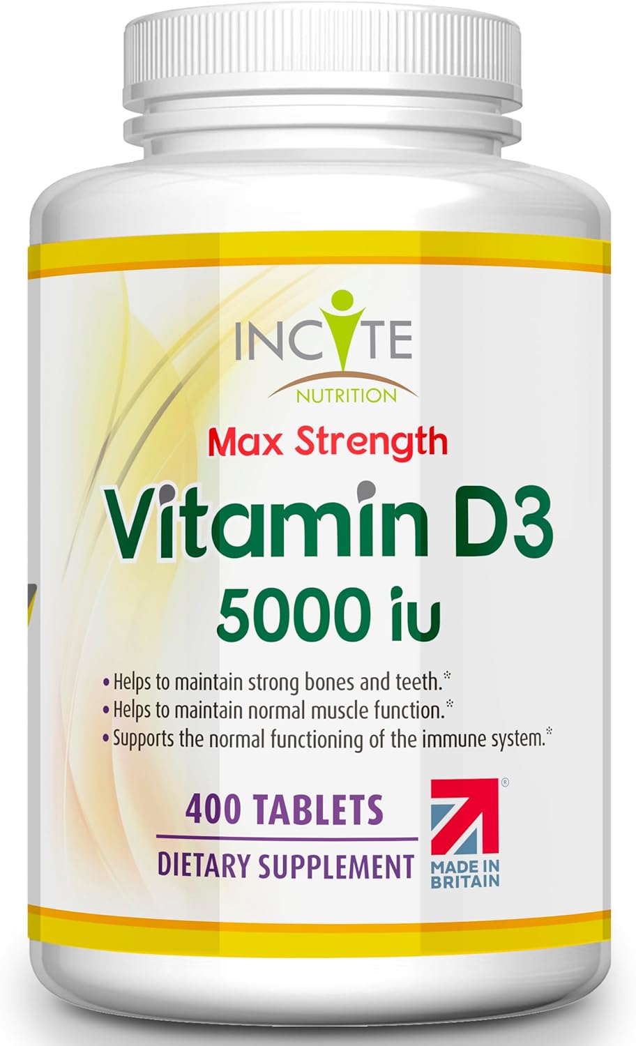 Vitamin D 5000 iu – 400 Premium Vitamin D3 Easy-Swallow Micro Tablets – High Strength Cholecalciferol VIT D3 5000iu – Vegetarian Supplement – Made in The UK